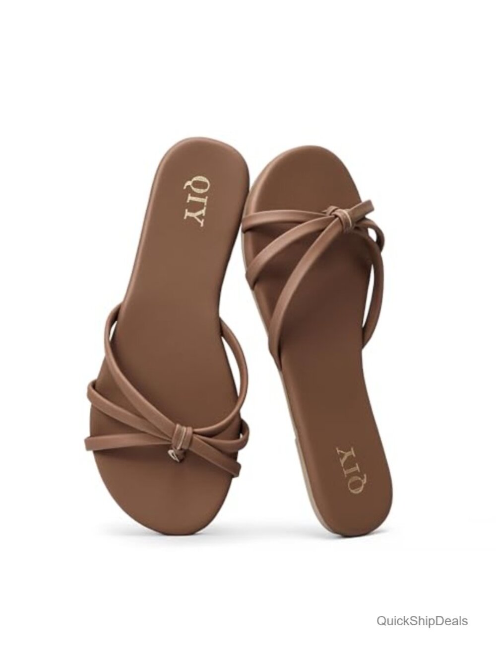 Faux Leather Flip Flops Sandals Non-Slip Slide Sandals Comfortable Summer Knot